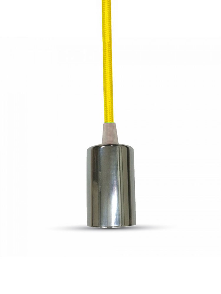 Κρεμαστό Φωτιστικό Οροφής Μονόφωτο E27 Χρώμιο με Κίτρινο Καλώδιο V-TAC