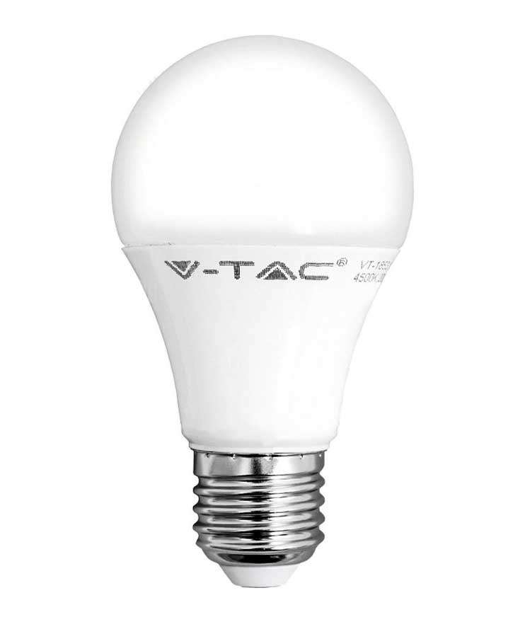 LED Λάμπα E27 A60 9W V-TAC Ψυχρό Λευκό 6400K - 7262