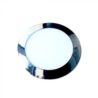 LED Πάνελ Στρογγυλό Χωνευτό 18W V-TAC Χρώμιο Με Driver Ψυχρό Λευκό 6400K - 6348